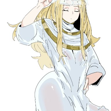 elden ring, fromsoftware, shadow of the erdtree, miquella, jeff77977, 1boy, big ass, blonde hair, bulge, bulge through clothing, erection, femboy, femboy only, feminine male, long hair