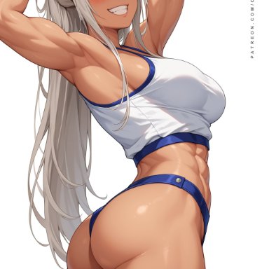 my hero academia, miruko, rumi, usagiyama rumi, abs, armpits, arms up, big ass, big breasts, bunny ear, bunny ears, bunny girl, bunny tail, bunnygirl, cleavage