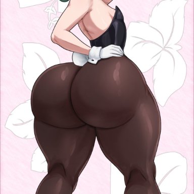 one-punch man, tatsumaki, thecon, 1girls, arm up, ass, big ass, bottom heavy, bubble butt, bunny ears, bunny tail, bunnysuit, clothing, dat ass, fat ass