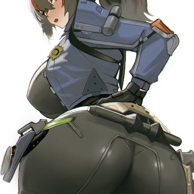 zenless zone zero, zhu yuan, tomatoketchup96, :o, 1girls, 2d (artwork), ass, ass cleavage, big ass, big breasts, big thighs, black hair, breasts, cameltoe, clothing