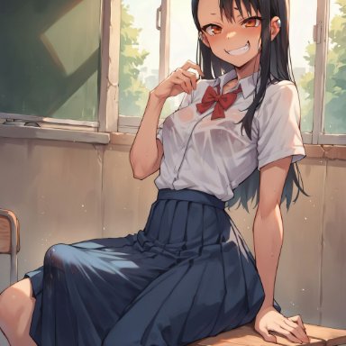 please don't bully me, nagatoro, hayase nagatoro, grapesss, 1futa, big ass, big balls, blush, breasts, bulge, bulge through clothing, erect penis, erection, erection under clothes, foreskin, futa sans pussy