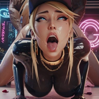 k/da all out series, k/da series, league of legends, league of legends: wild rift, akali, k/da akali, k/da all out akali, pornlandlord, 1girls, ass, blonde hair, breasts, cap, dark-skinned male, female