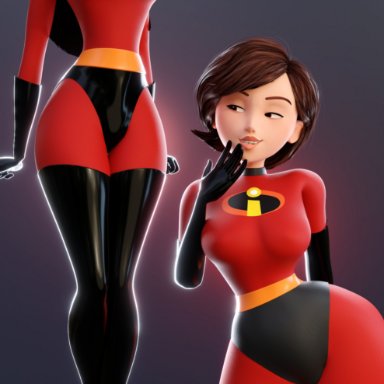 disney, pixar, the incredibles, elastigirl, helen parr, violet parr, smitty34, 2girls, big ass, big breasts, big thighs, breasts, bust, busty, chest