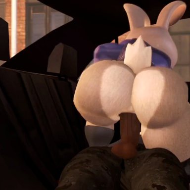 zootopia, judy hopps, audiodragon, chiyo1000nights, countersfm, 1boy, 1girls, anthro, ass, back, balls, big breasts, big butt, breasts, car