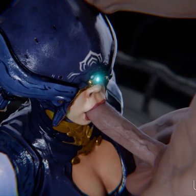 warframe, lotus (warframe), ulfsark3d, 1female, 1male, covered eyes, covered face, deepthroat, helmet, no eyes, sucking, sucking off, sucking penis, throat fuck, throat noise