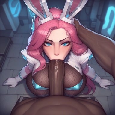 anima squad series, league of legends, battle bunny miss fortune, miss fortune, wanuze, 1boy1girl, 1girls, bald, big ass, big balls, big breasts, big butt, big penis, big thighs, blowbang