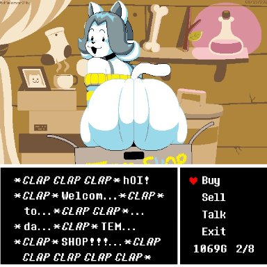 undertale, undertale (series), temmie, temmie (undertale), xmelomor24x, anthro, ass, ass focus, bubble ass, bubble butt, twerking, animated