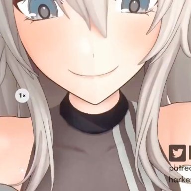 hololive, hololive gen 5, hololive japan, shishiro botan, harkeyo, impasfx, opennsfwsp, 1boy, 1girls, cat ears, clothed female nude male, clothed sex, grey hair, hand holding, holding hands