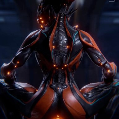 digital extremes, warframe, valkyr (warframe), ulfsark3d, 1boy, 1female, 1male, anus, ass, ass focus, butt focus, butt jiggle, female, glowing anus, glowing genitalia