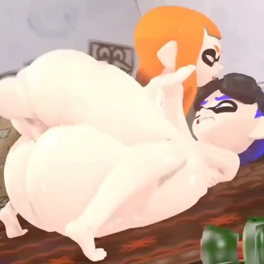 source filmmaker, splatoon, inkling, inkling boy, inkling girl, john (splatoon), kaori (splatoon), leviantan581re, 1boy, 1futa, anal, anal sex, ass, balls, big ass