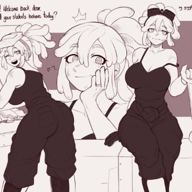 my hero academia, hatsume mei, izuku midoriya, mei hatsume, aged up, ass, big ass, breasts, erusensei, female, from behind, implied relationship, large breasts, mechanic, pants