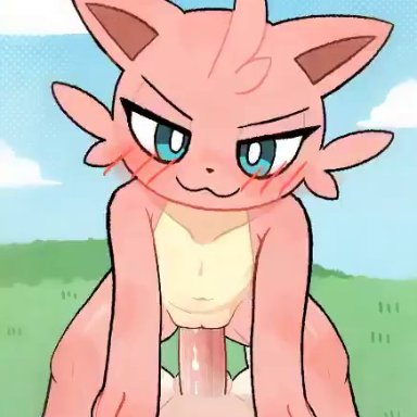 palworld, cattiva, pal (species), pok&#233;mon (species), pokemon (species), t.f.a.n.c.s., anthro, cowgirl position, cub, cum, cum in pussy, cum inside, furry, palphilia, pov