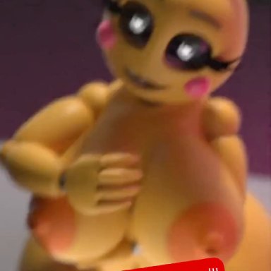 five nights at freddy's, five nights at freddy's 2, scottgames, toy chica (fnaf), toy chica (love taste), toboredtoexist, 1girls, alternate breast size, animatronic, animatronic female, anthro, areolae, avian, big breasts, bird