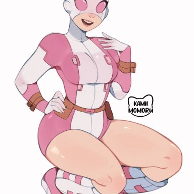 fortnite, fortnite: battle royale, marvel, marvel comics, gwen poole, gwenpool, kamii momoru, fully clothed, mask, masked, masked female, sfw, squatting, superhero, superheroine