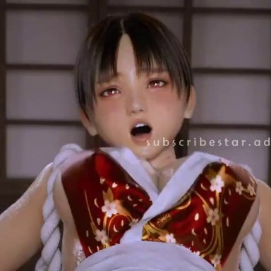 dead or alive, king of fighters, mai shiranui, bellmav, incise soul, m-rs, 1boy, 1girls, bouncing breasts, breasts, brown hair, cum, cum in pussy, cum inside, dark-skinned male