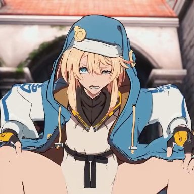 arc system works, guilty gear, guilty gear strive, bridget, kreamu, 2boys, ahe gao, anal, blonde hair, blue eyes, clothed sex, clothing, cowgirl position, crossdressing, femboy