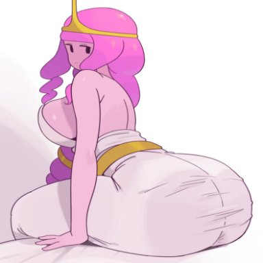 adventure time, cartoon network, princess bubblegum, y agc, yuta agc, 1girls, ass, black eyes, boobs and butt pose, breasts, dress, female, female only, looking back, looking over shoulder