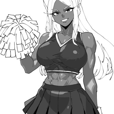 boku no hero academia, my hero academia, miruko, pompom, rumi usagiyama, usagiyama rumi, captain tai, 1girls, abs, athletic, athletic female, big breasts, breasts, cheerleader, cheerleader outfit