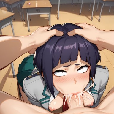 my hero academia, jirou kyouka, kyoka jiro, ex ex, blowjob, cum, cum in mouth, cum inside, cum inside mouth, fellatio, oral, school uniform, skirt, sucking penis, u.a. school uniform