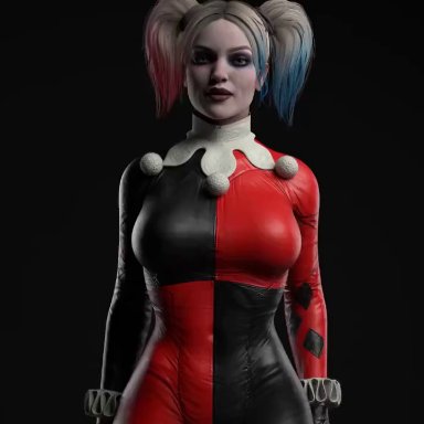 batman (series), dc, batman, bruce wayne, harley quinn, harley quinn (classic), greese, ass focus, big ass, blonde hair, bouncing ass, clothed, costume, creampie, crotch cutout