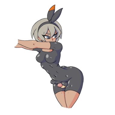 bea (pokemon), dirtydooddlez, doood, 1futa, arching back, arms out, balljob, balls, balls on penis, balls visible through clothing, bouncing ass, bouncing breasts, bouncing penis, breasts, bulge