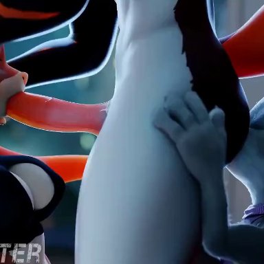 arknights, disney, hypergryph, studio montagne, zootopia, aak (arknights), aak (valorlynz), judy hopps, mrs. otterton, wigfritter, anal, anthro, anthro on anthro, anthro penetrated, big penis