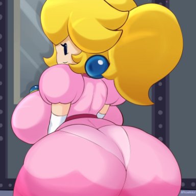 mario (series), paper mario, paper peach, princess peach, fromariels, ass, ass bigger than head, ass focus, back view, big ass, blonde hair, dumptruck ass, dumptruck butt, heart, huge ass