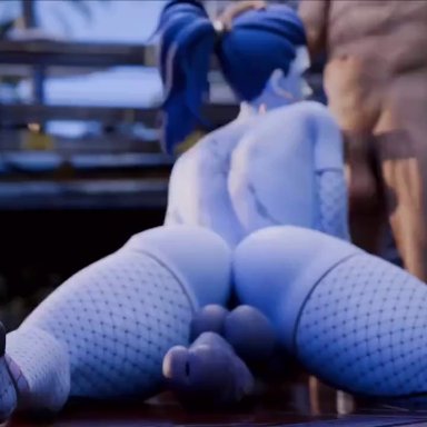 overwatch, overwatch 2, widowmaker, bandoned, 1boy, 1futa, athletic, athletic futanari, backsack, black nail polish, black nails, blowjob, blue hair, cock-tail, curvaceous