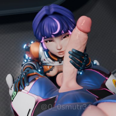 overwatch, d.va, juno (overwatch), 0 0smutr34, 1futa, 1girls, blue hair, futanari, 3d