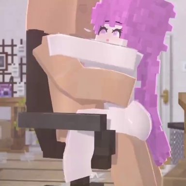 minecraft, mizuki (mymizukid), mymizukid, cowgirl position, pink hair, straddling, vaginal penetration, animated, tagme, video