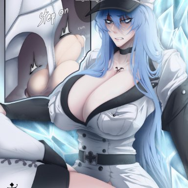 akame ga kill!, esdeath (akame ga kill!), ibimsjackyyy, angry, boots, cock and ball torture, cum, disgusted, dissappointed look, dominatrix, femdom, humiliation, malesub, ruined orgasm, small penis