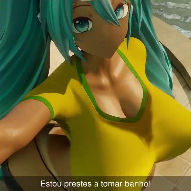 vocaloid, brazilian miku, hatsune miku, sonivvnsfw, 1futa, ass, big ass, big breasts, big penis, big thighs, breasts, cyan eyes, cyan hair, female, futa only