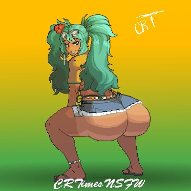 vocaloid, brazilian miku, hatsune miku, crtimesnsfw, 1girls, ass, big ass, big breasts, big thighs, booty shorts, bounce, bouncing ass, brazil, breasts, bubble ass