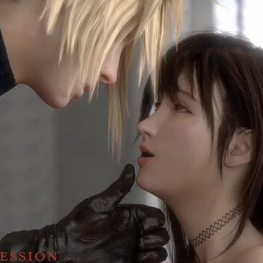 final fantasy vii, final fantasy vii remake, square enix, cloud strife, tifa lockhart, ariespossession, lewddmon, rubyredva, 1boy, 1girls, bangs, big ass, big breasts, blonde hair, blowjob