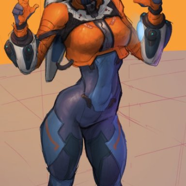 blizzard entertainment, overwatch, overwatch 2, juno (overwatch), lord moku, 1girls, astronauts, breasts, clothed, clothing, female, female focus, female only, light skin, light-skinned female