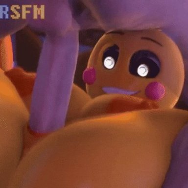 five nights at freddy's, toy chica (fnaf), countersfm, animatronic, big breasts, mating press, animated