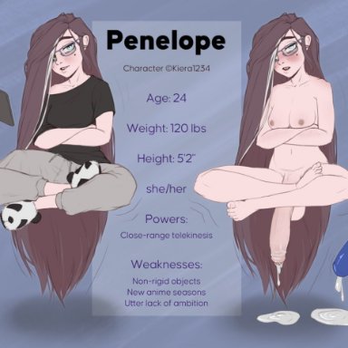 penelope (kiera1234), bluebl8d, 1futa, after masturbation, artificial vagina, balls, breasts, brown hair, bulge, clothed, clothing, crossed legs, cum, ejaculation, erection under clothes