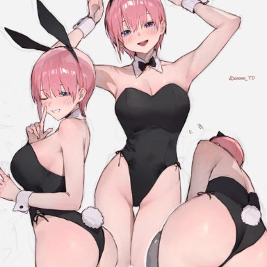 go-toubun no hanayome, nakano ichika, sooon, armpits, arms up, ass, ass focus, ass visible through thighs, back, back view, bare arms, bare back, bare legs, bare shoulders, bare thighs