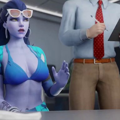 blizzard entertainment, overwatch, overwatch 2, amelie lacroix, cote d'azur widowmaker, widowmaker, aphy3d, bordeaux black, 1girls, 2boys, abs, anal, anal penetration, anal sex, big ass