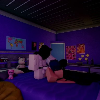 roblox, roblox studio, roblox avatar, robloxian, artist request, catsulithr34, 1boy, 1girls, arm grab, big breasts, big penis, bikini, black bra, black panties, black underwear