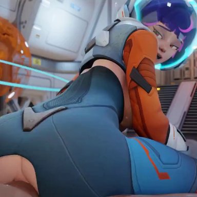 overwatch, overwatch 2, juno (overwatch), saveass , 1boy, 1girls, ass, big ass, big breasts, big penis, bouncing ass, breasts, changing clothes, female, huge ass