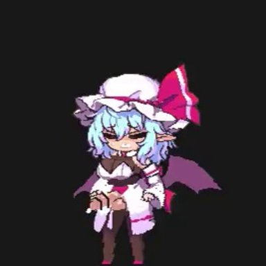 touhou, remilia scarlet, takorin, 1futa, arched back, balls, big balls, big breasts, big penis, blue hair, bottomless, breasts, clothed, clothing, cum