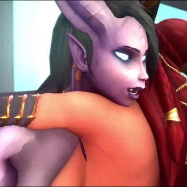 warcraft, world of warcraft, alexstrasza, draenei, draenei futa, itsmorti, 1futa, 1girls, ass, cumming, embracing, female, futa on female, futanari, holding partner