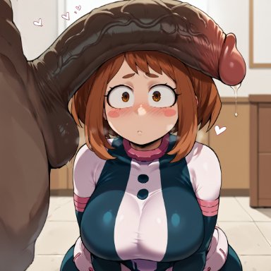 boku no hero academia, my hero academia, ochako uraraka, uraraka ochako, pinkle (smog), curvy, dark skin, dark-skinned male, interracial, voluptuous, voluptuous teen, young female, young woman, ai generated, tagme