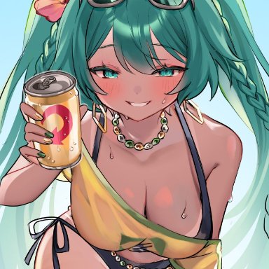 vocaloid, brazilian miku, hatsune miku, icchan (artist), 1girls, ass, big ass, big breasts, big thighs, breasts, breasts focus, butt, cyan eyes, cyan hair, female