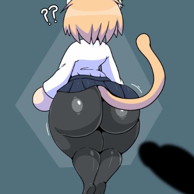 neco-arc, thetyrant, ?, ??, ass, ass focus, back, back view, cat ears, cat tail, catgirl, clothed, clothed female, female, female focus