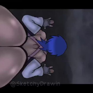 kingdom hearts, kingdom hearts birth by sleep, aqua (kingdom hearts), sketchydrawin, 1boy, 1girls, ass jiggle, ass shake, ass shaking, big, big ass, big butt, bouncing ass, bouncing butt, bouncing on penis