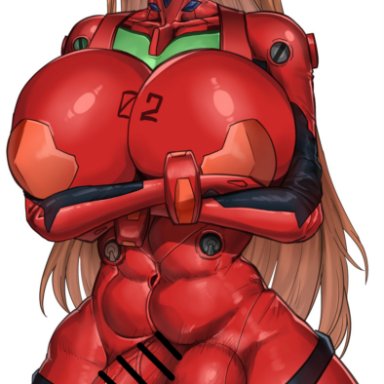 neon genesis evangelion, asuka langley sohryu, holyreich, 1futa, balls, big areola, big balls, big breasts, big penis, big testicles, blue eyes, breasts, brown hair, clothed, clothing