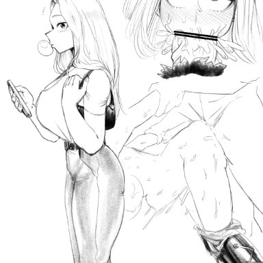 boku no hero academia, my hero academia, camie utsushimi, izuku midoriya, amano44, ass, ass up, belly bulge, big breasts, blouse, blowjob, blush, boots, breasts, casual