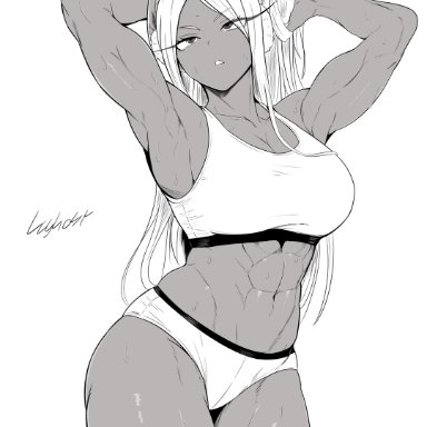 boku no hero academia, my hero academia, miruko, rumi usagiyama, usagiyama rumi, lughost, 1girls, abs, athletic, athletic female, dark skin, dark-skinned female, female, female focus, female only